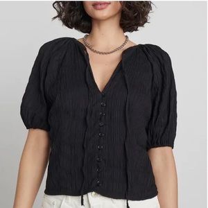 NWT Marin Crinkled Cotton Jacquard Top in Black
